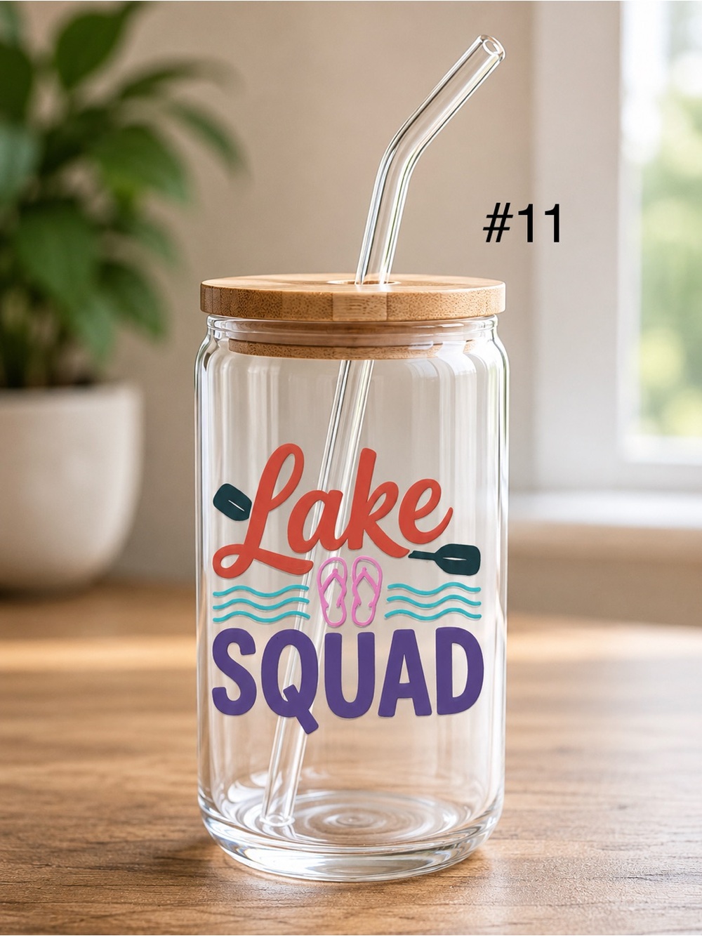 *Buy now lake life/boaters 16 ounce glass tumbler with bamboo lid and straw - Picture 11 of 13
